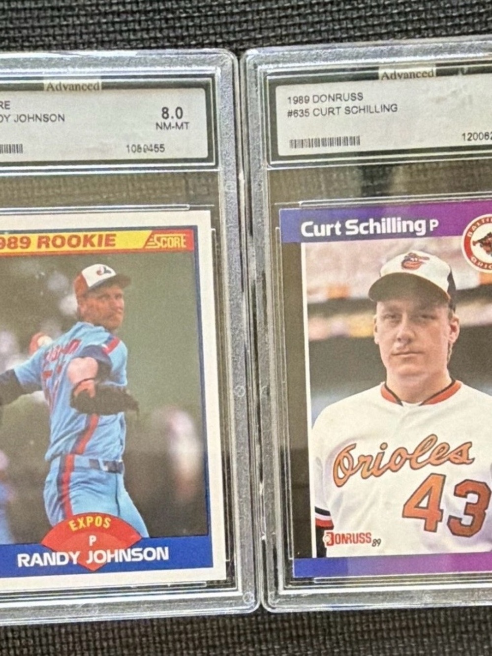 1989 Randy Johnson Score 645 Curt Schilling Donruss 635 RC Rookie Slab Lot AGS 8